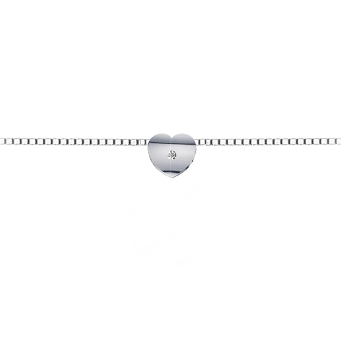 Collana donna in oro bianco con cuore e diamante Donnaoro dhpf9419.001