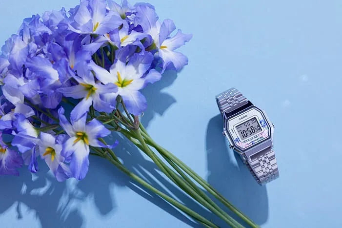 Orologio donna Casio digitale con quadrante fiori la680wa-4cdf