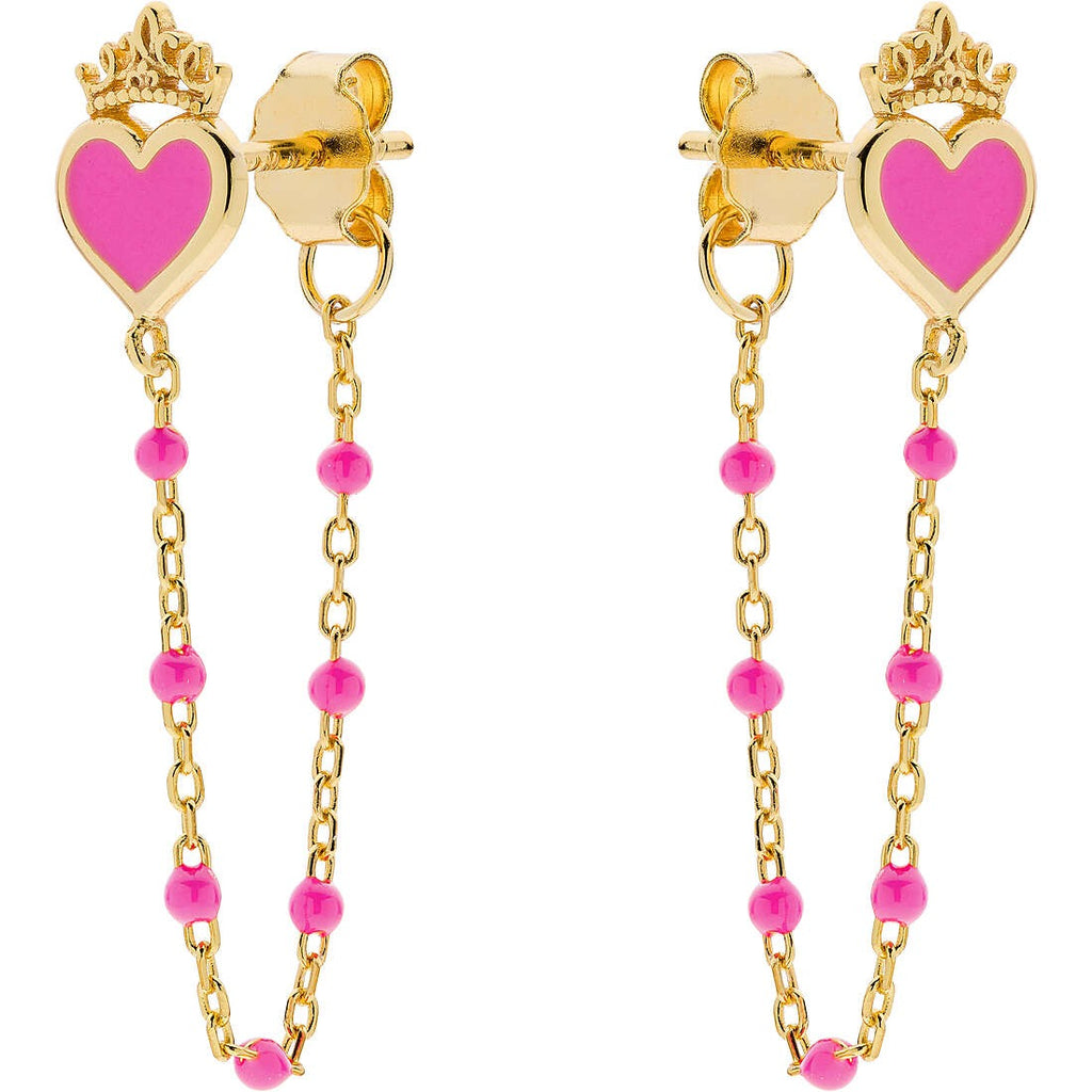 Orecchini pendenti bambina a forma di cuore rosa in argento gioielli Disney es00080yl.cs