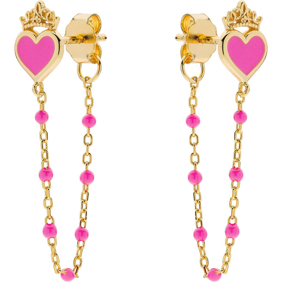 Orecchini pendenti bambina a forma di cuore rosa in argento gioielli Disney es00080yl.cs