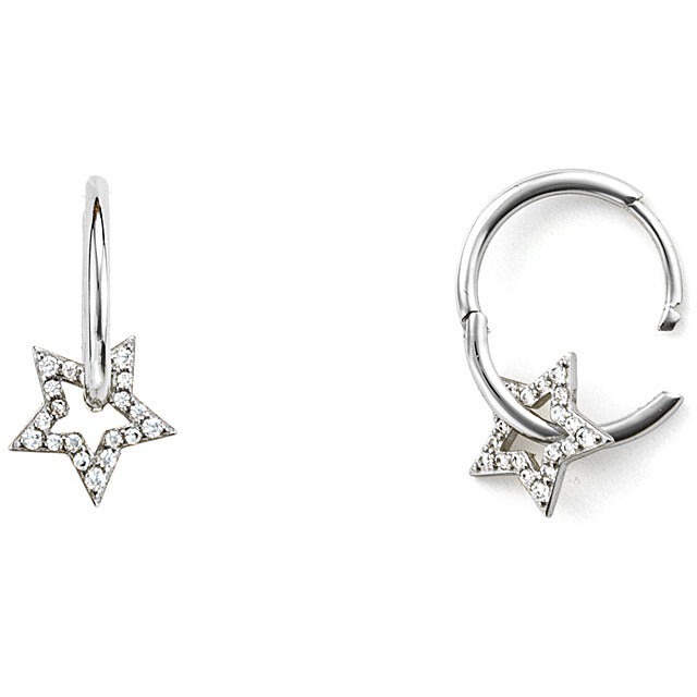 Damen-Ohrringe aus Silber, 4US Cesare Paciotti mit hängenden Sternen, 4uor5761w