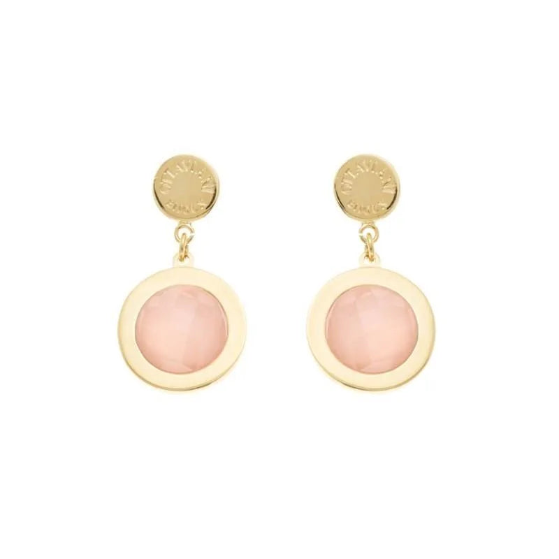 Orecchini donna Ottaviani dorati con quarzo rosa