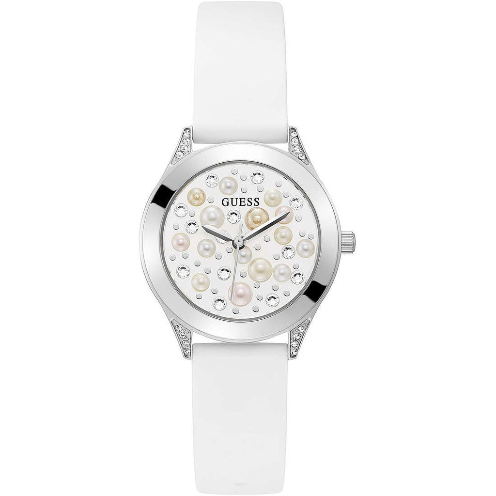 Orologio al quarzo Guess donna gw0381l1 collezione Pearl cinturino bianco