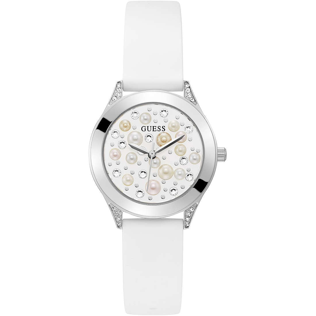 Orologio al quarzo Guess donna gw0381l1 collezione Pearl cinturino bianco