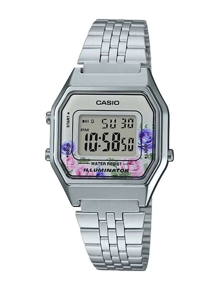 Orologio donna Casio digitale con quadrante fiori la680wa-4cdf