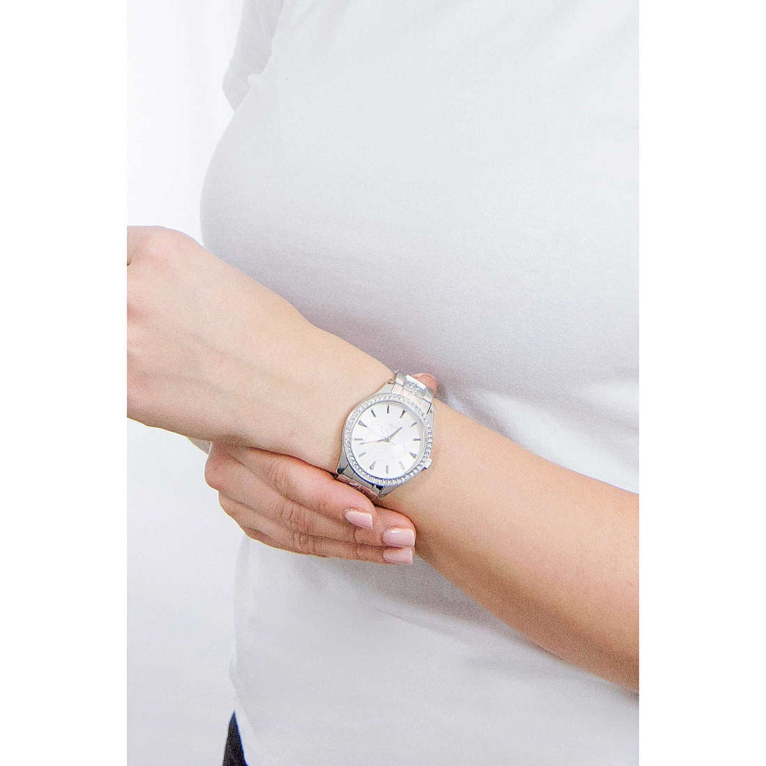 Orologio Solo Tempo Donna in acciaio Guess W1280L1 con simbolo Guess