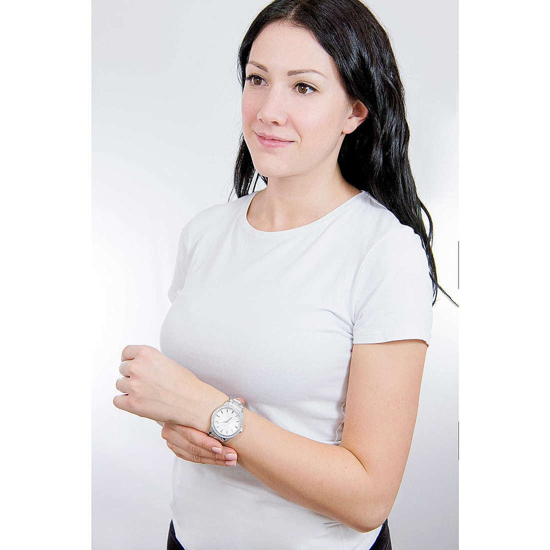 Orologio Solo Tempo Donna in acciaio Guess W1280L1 con simbolo Guess