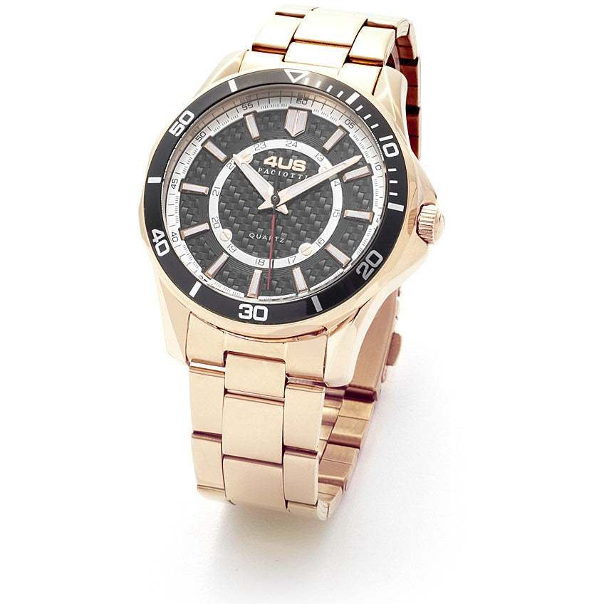 Herrenuhr mit roségoldfarbenem Edelstahlgehäuse und schwarzem Zifferblatt 4US Cesare Paciotti t4ls356