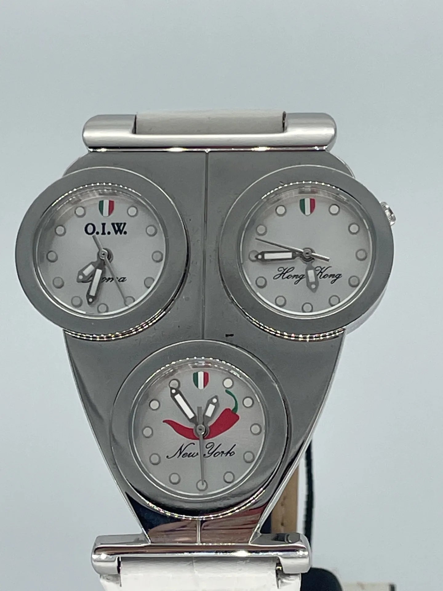 Orologio uomo solo tempo con 3 quadranti per fuso orario Roma - New York - Hong Kong