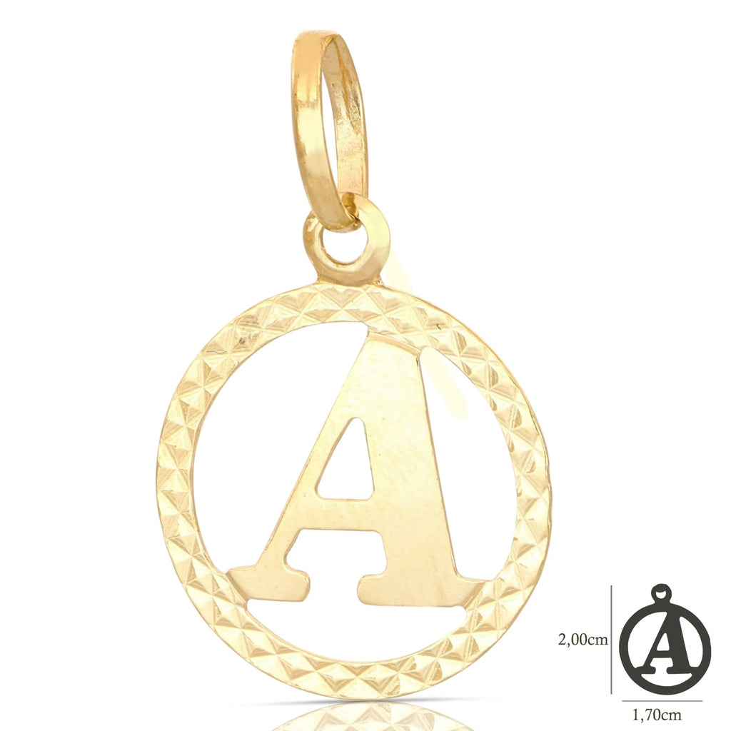 Pendente Letterina in Oro giallo 18 Carati con cerchio