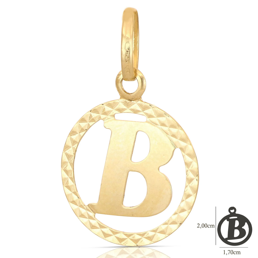 Pendente Letterina in Oro giallo 18 Carati con cerchio