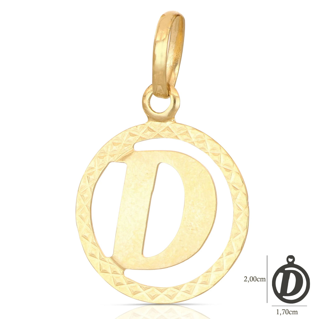 Pendente Letterina in Oro giallo 18 Carati con cerchio