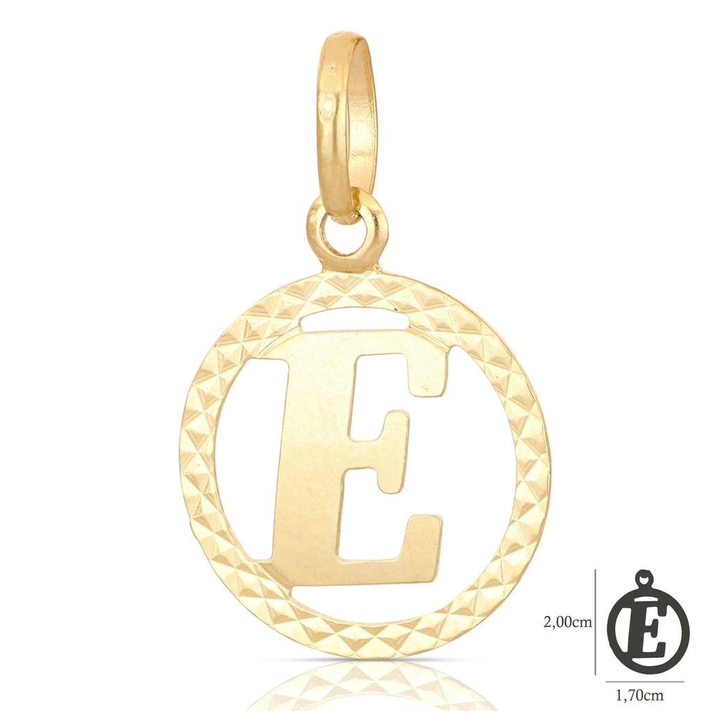 Pendente Letterina in Oro giallo 18 Carati con cerchio