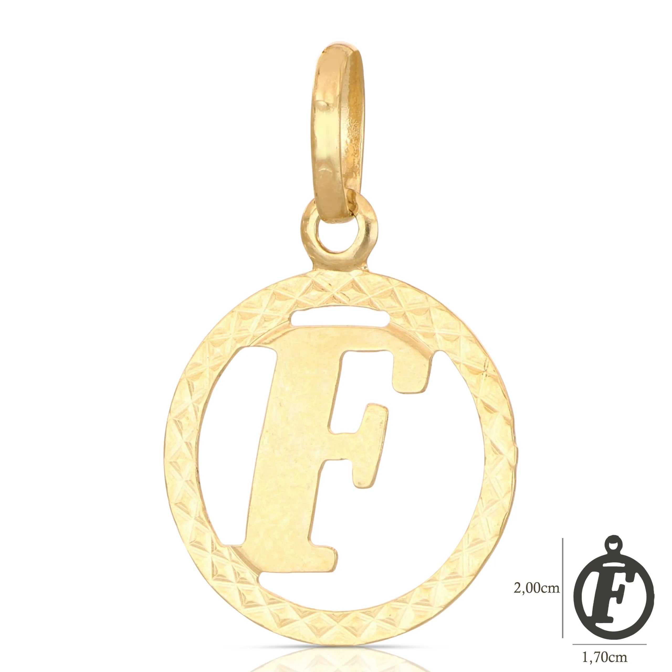 Pendente Letterina in Oro giallo 18 Carati con cerchio
