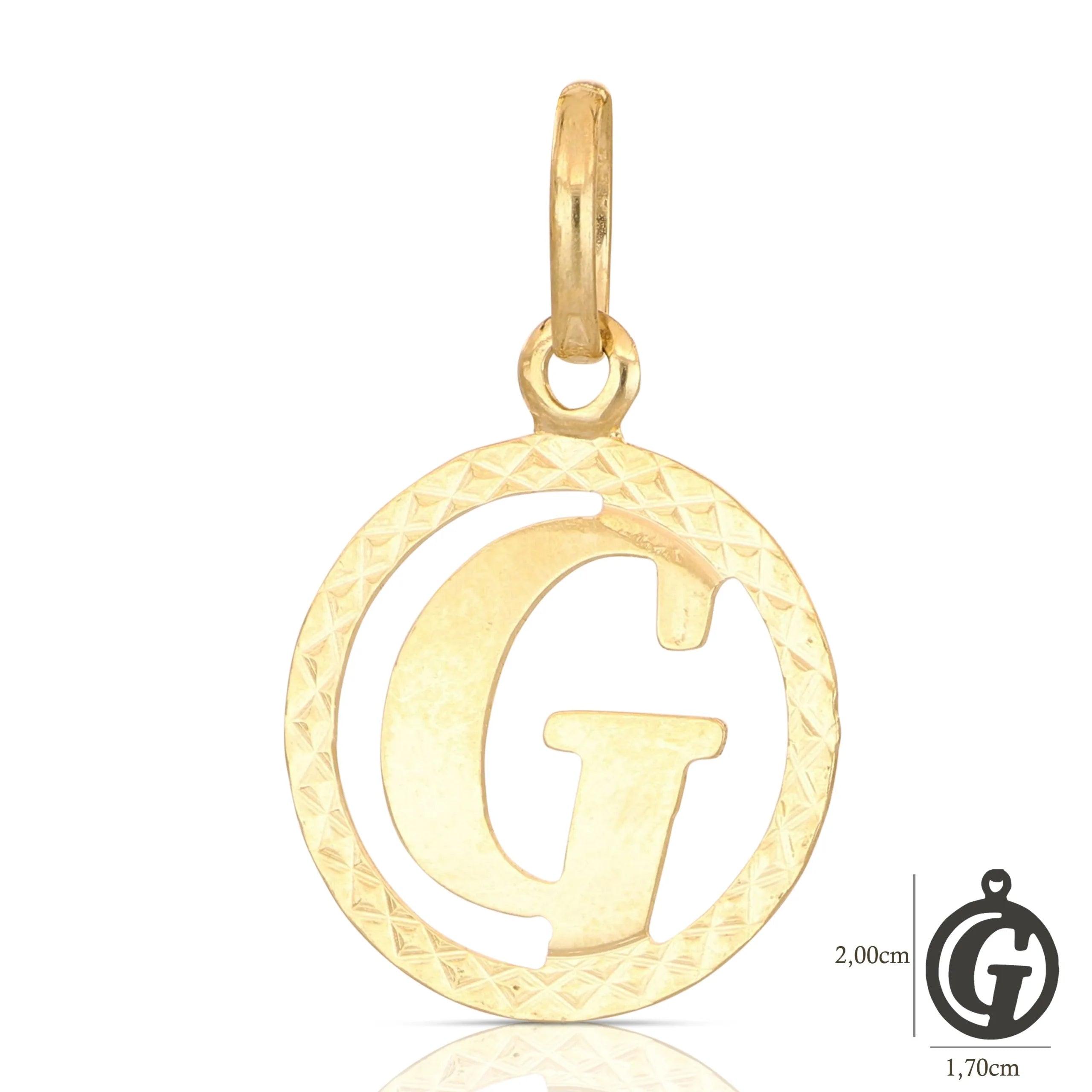 Pendente Letterina in Oro giallo 18 Carati con cerchio