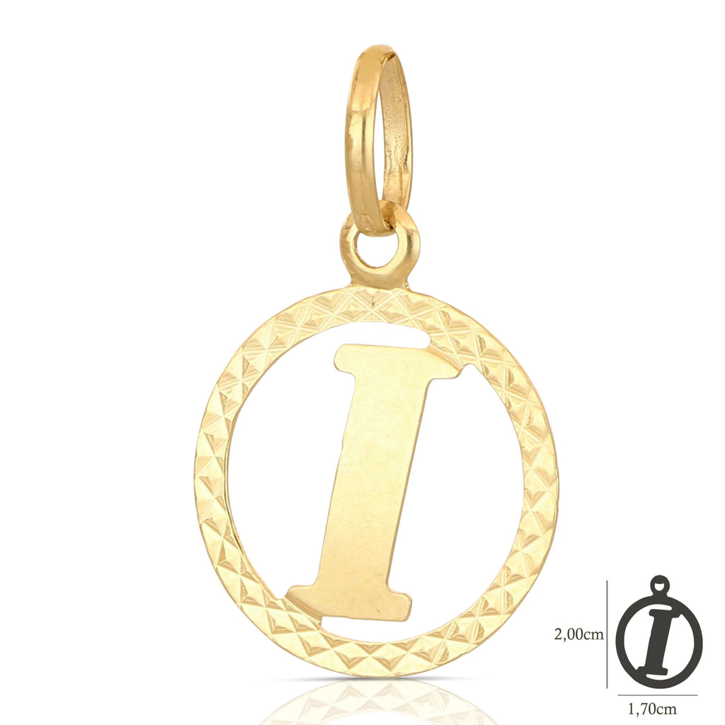 Pendente Letterina in Oro giallo 18 Carati con cerchio