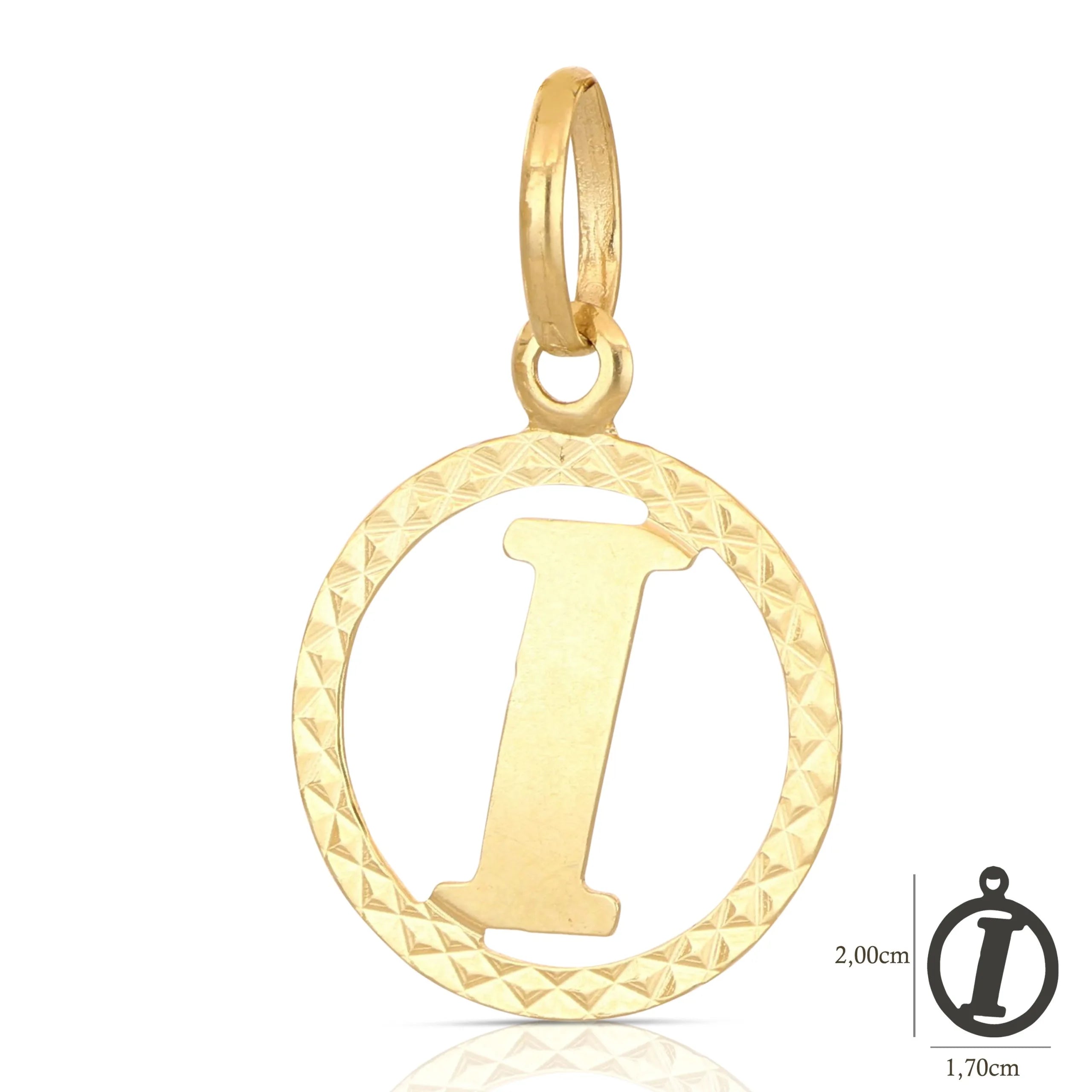 Pendente Letterina in Oro giallo 18 Carati con cerchio