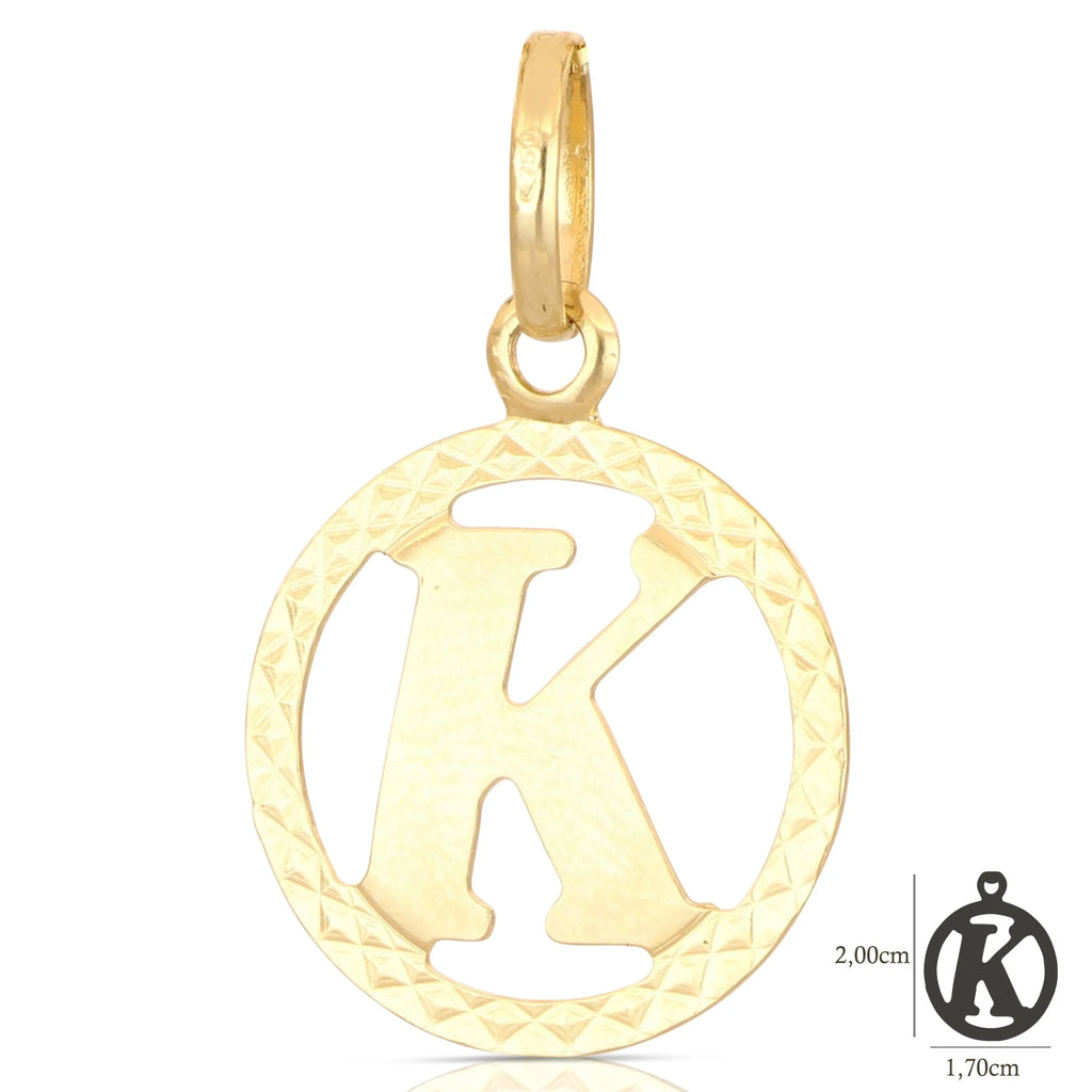 Pendente Letterina in Oro giallo 18 Carati con cerchio