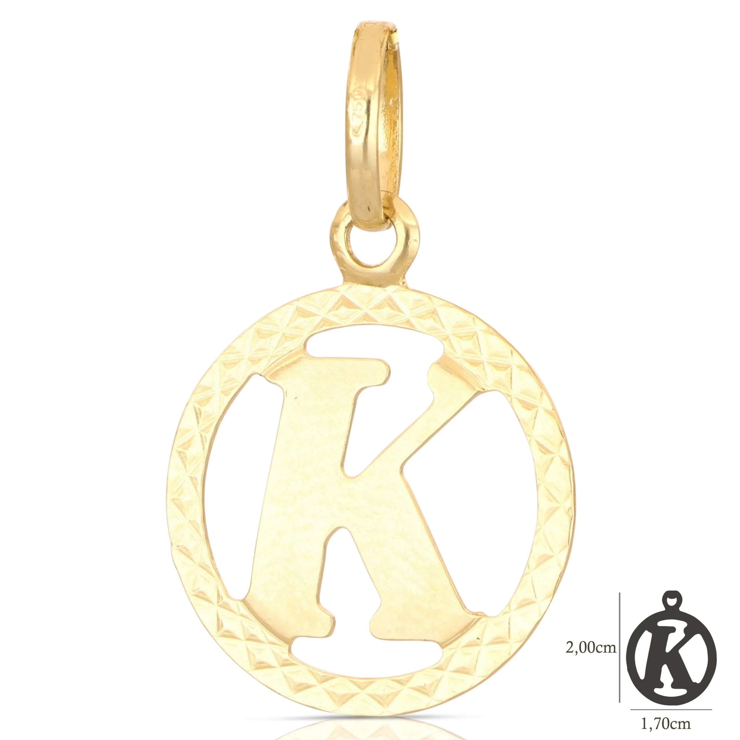 Pendente Letterina in Oro giallo 18 Carati con cerchio