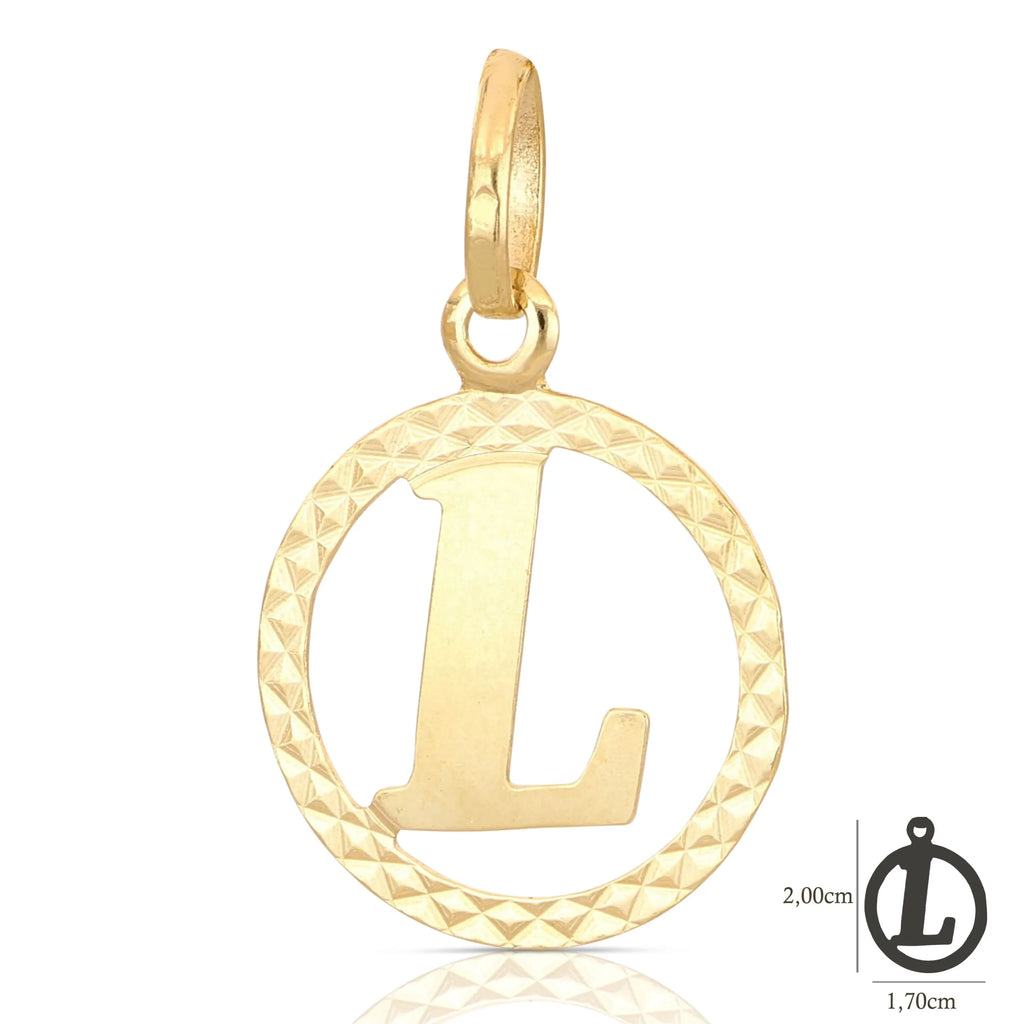 Pendente Letterina in Oro giallo 18 Carati con cerchio