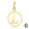 Pendentif Lettre en Or jaune 18 carats avec cercle