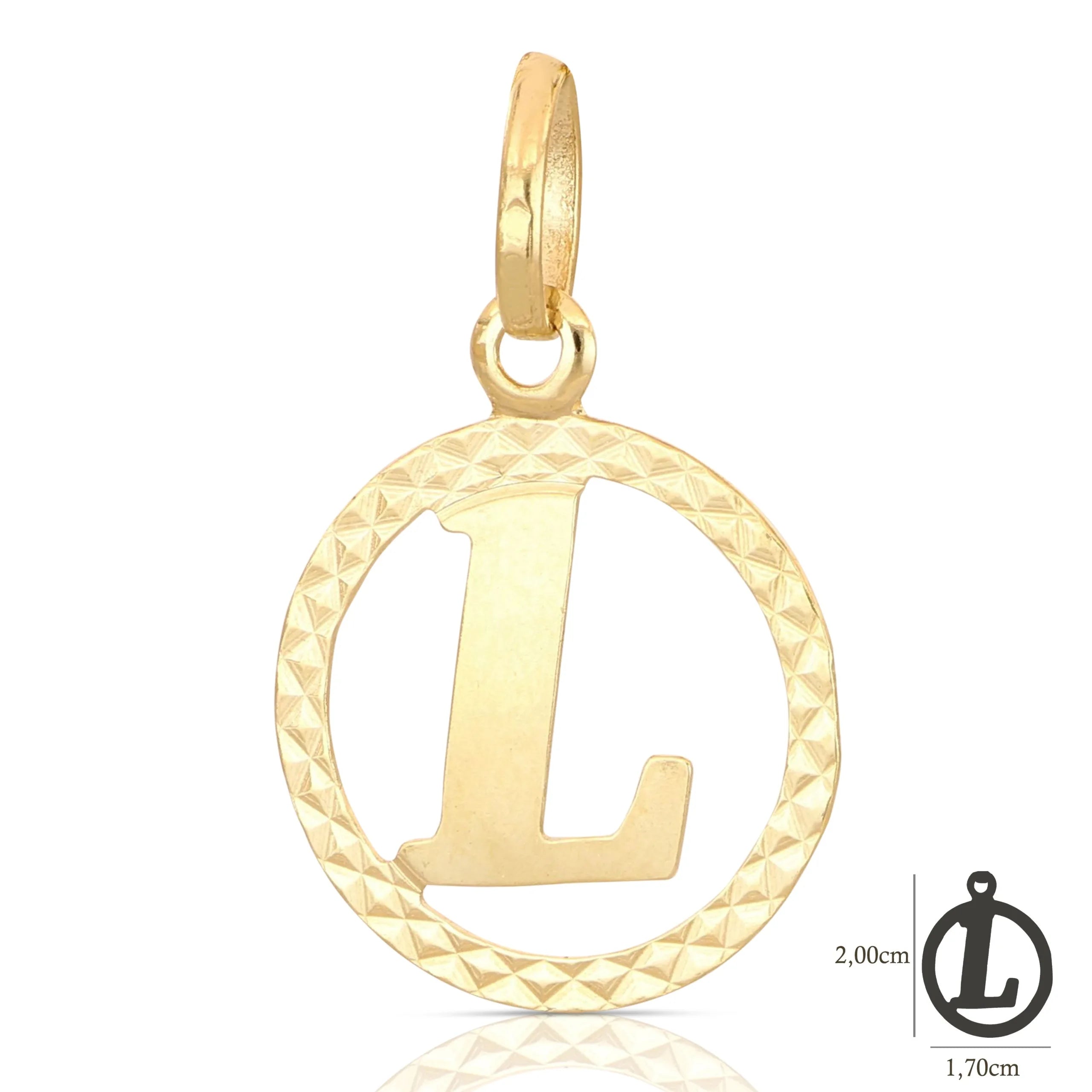 Pendente Letterina in Oro giallo 18 Carati con cerchio
