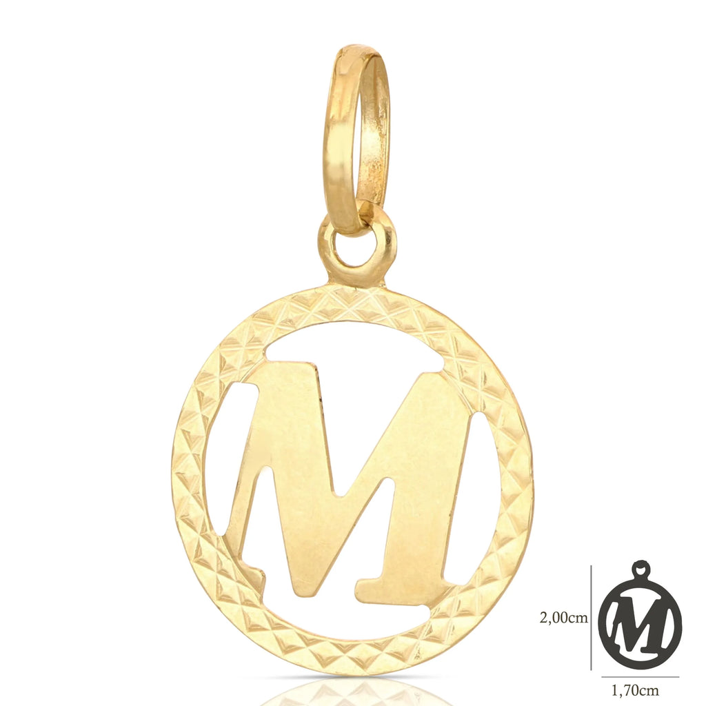 Pendente Letterina in Oro giallo 18 Carati con cerchio