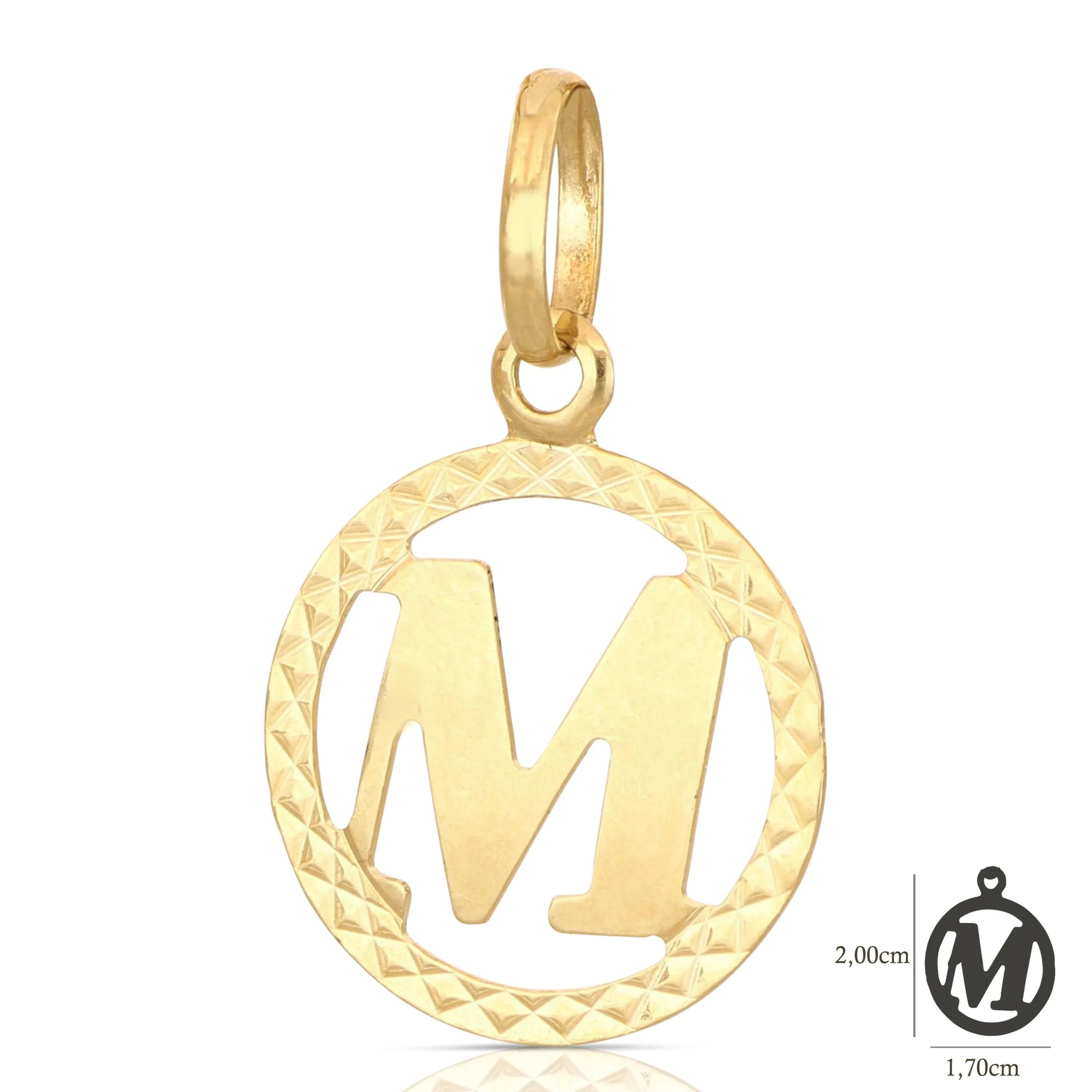 Pendente Letterina in Oro giallo 18 Carati con cerchio