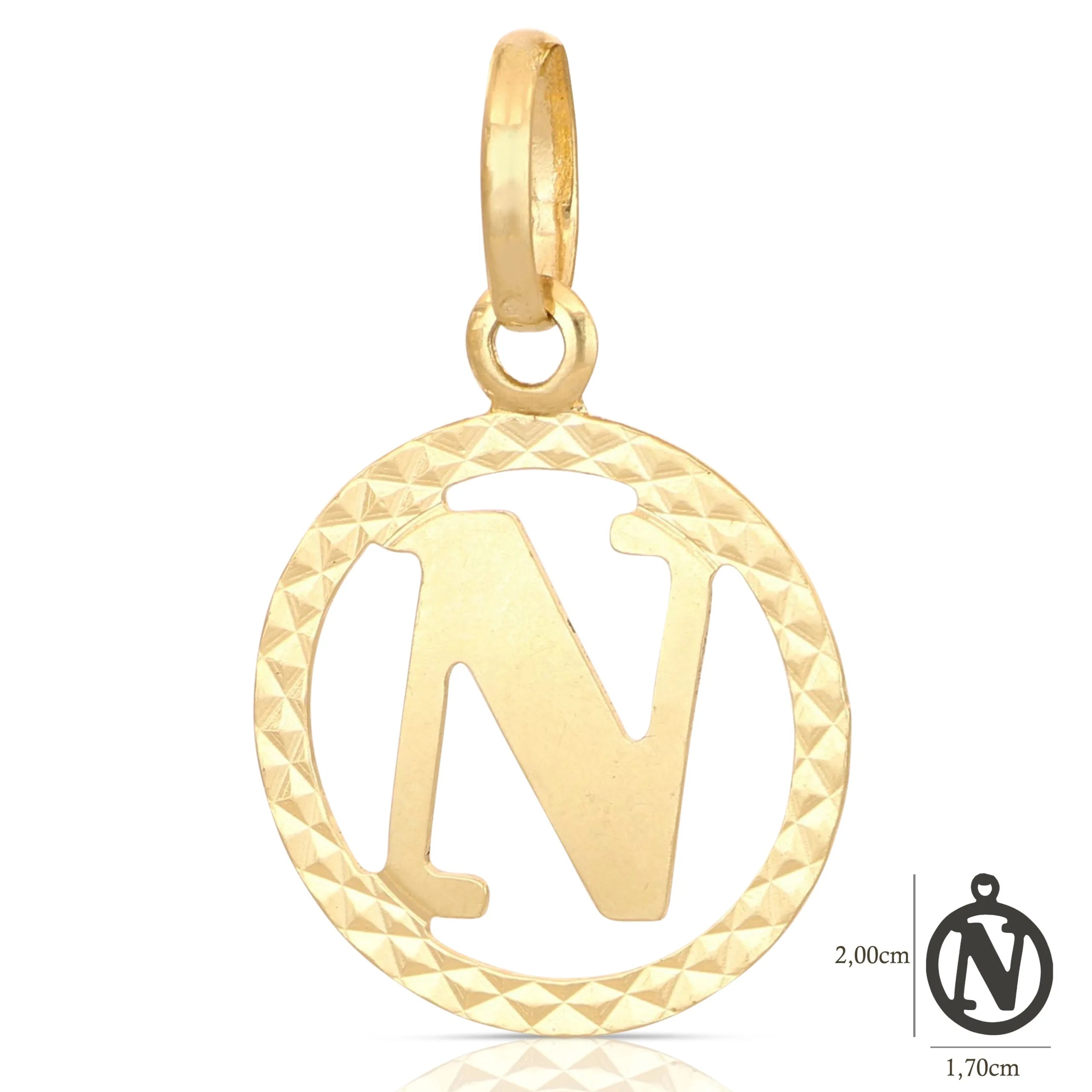 Pendente Letterina in Oro giallo 18 Carati con cerchio