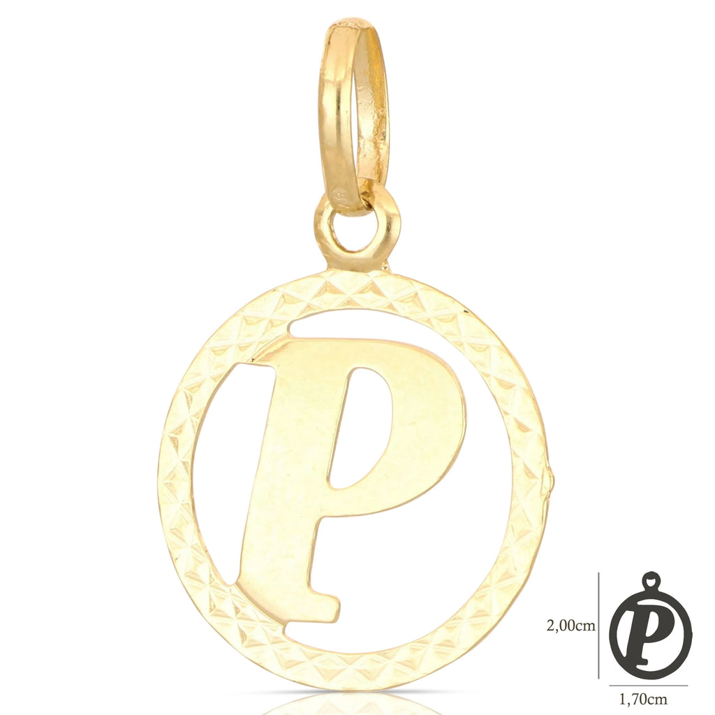 Pendente Letterina in Oro giallo 18 Carati con cerchio