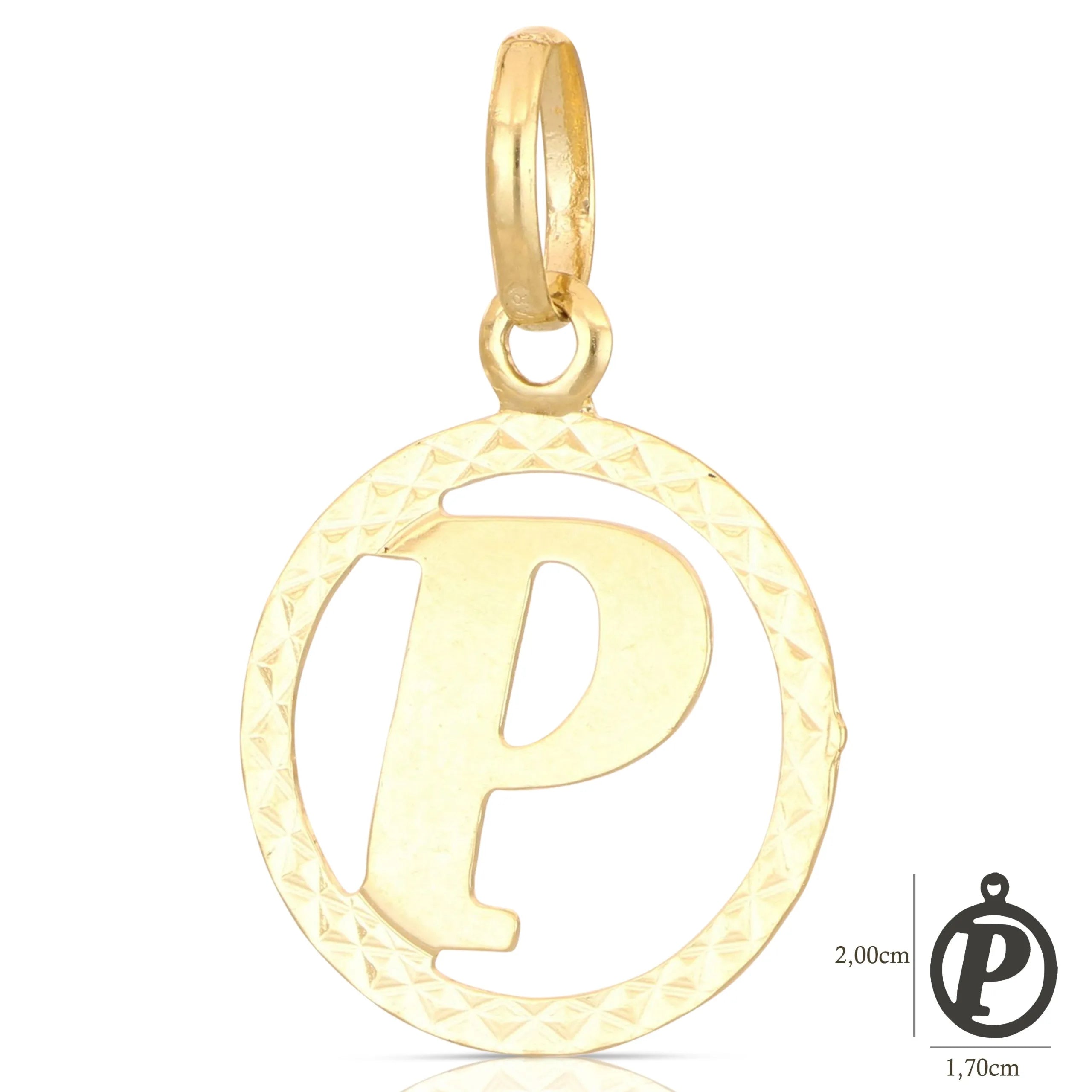 Pendente Letterina in Oro giallo 18 Carati con cerchio
