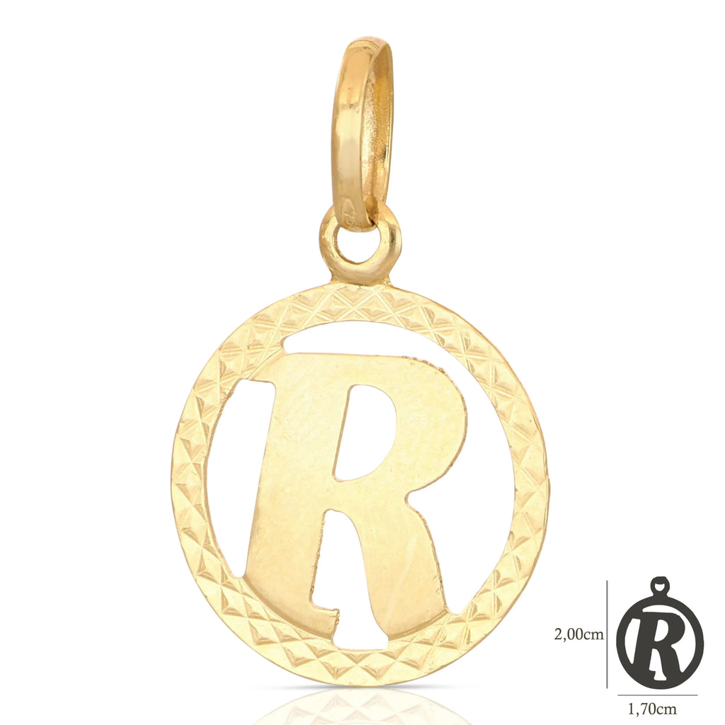 Pendente Letterina in Oro giallo 18 Carati con cerchio