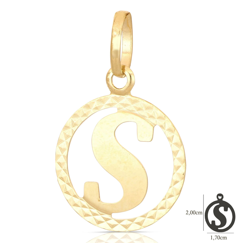 Pendente Letterina in Oro giallo 18 Carati con cerchio