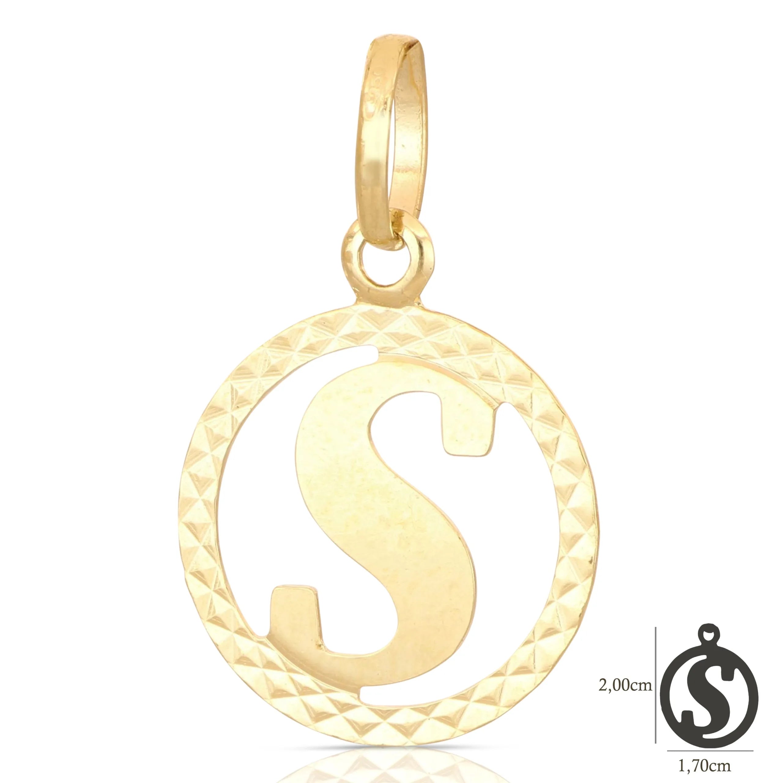 Pendente Letterina in Oro giallo 18 Carati con cerchio