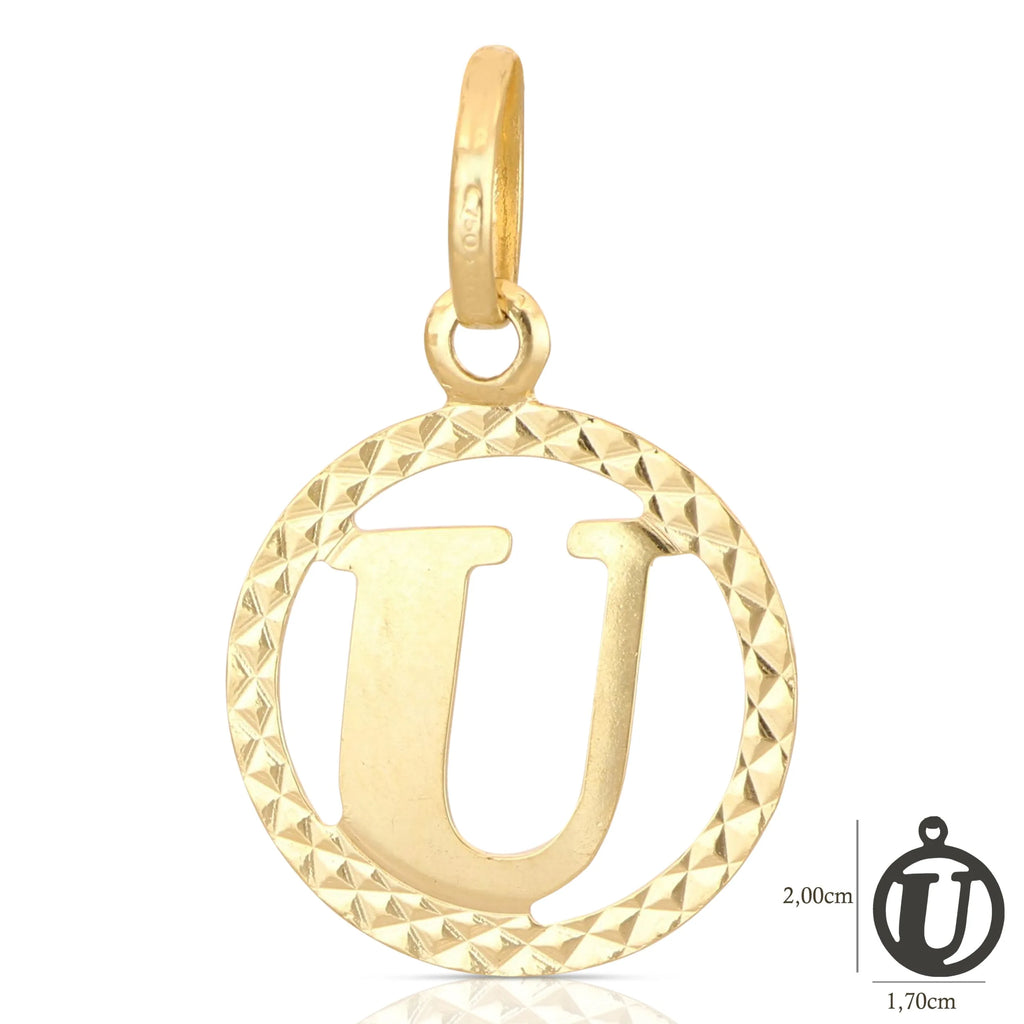 Pendente Letterina in Oro giallo 18 Carati con cerchio