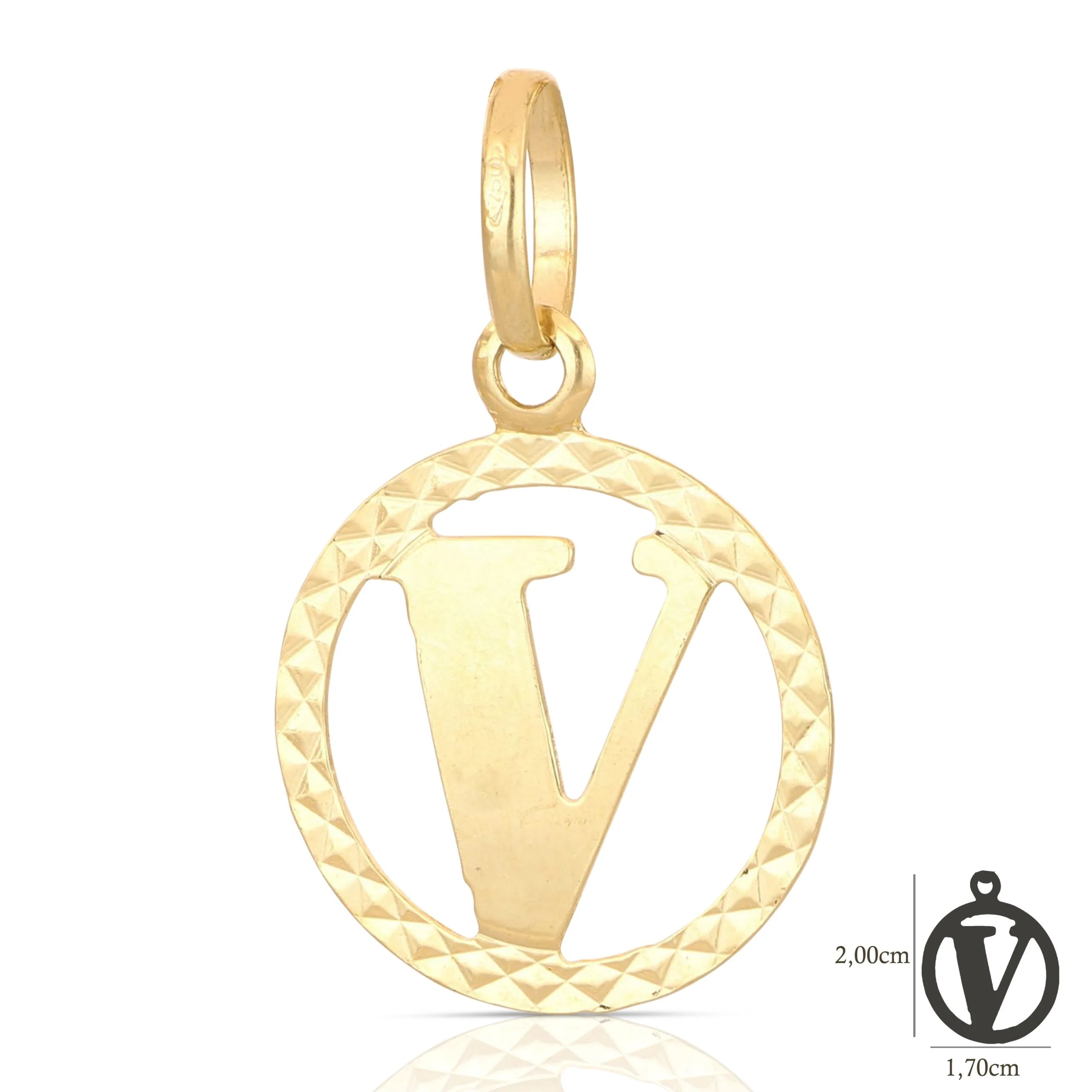 Pendente Letterina in Oro giallo 18 Carati con cerchio