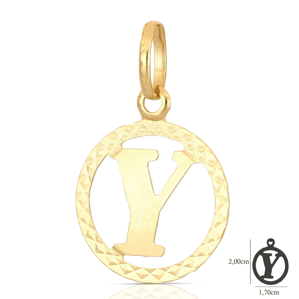 Pendente Letterina in Oro giallo 18 Carati con cerchio