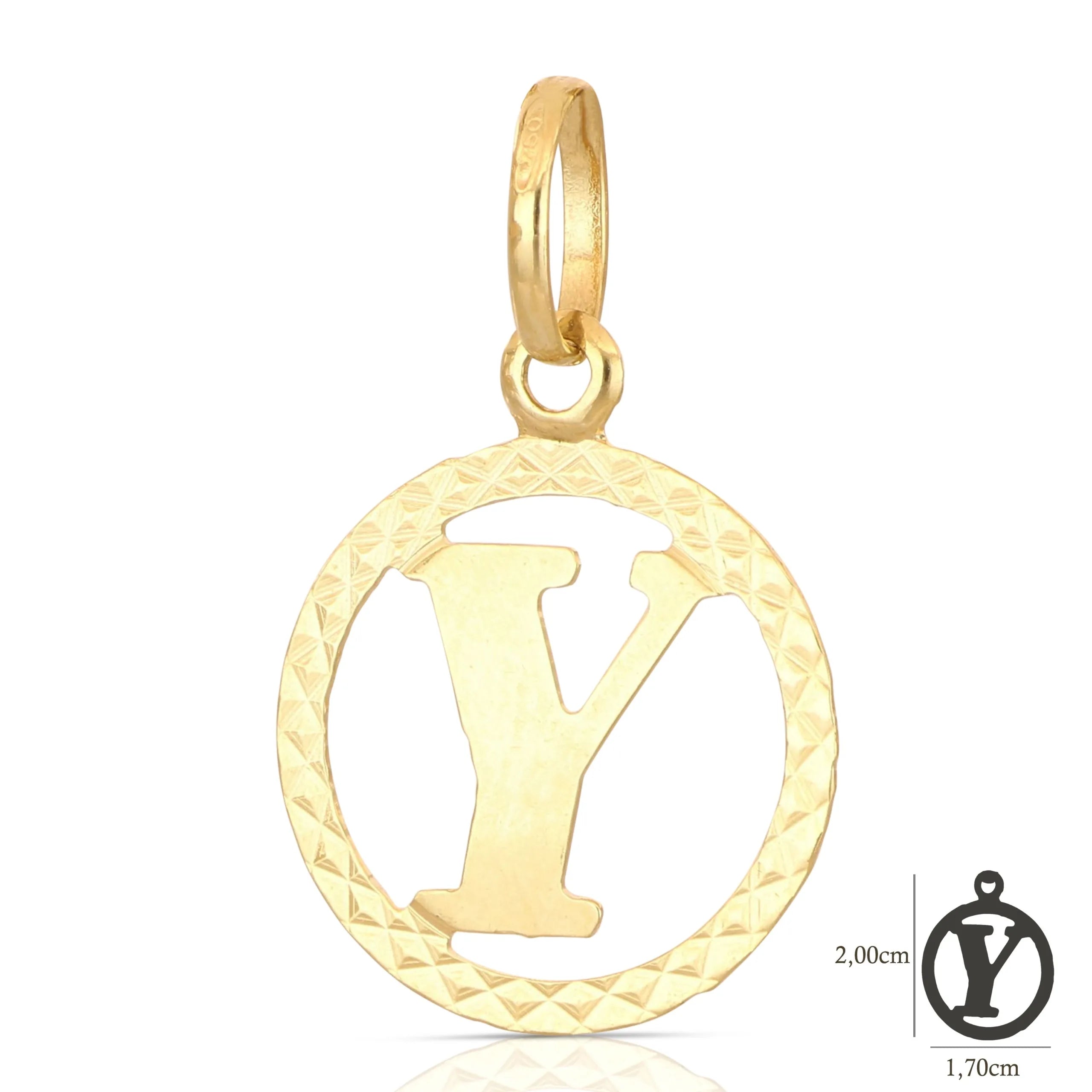 Pendente Letterina in Oro giallo 18 Carati con cerchio