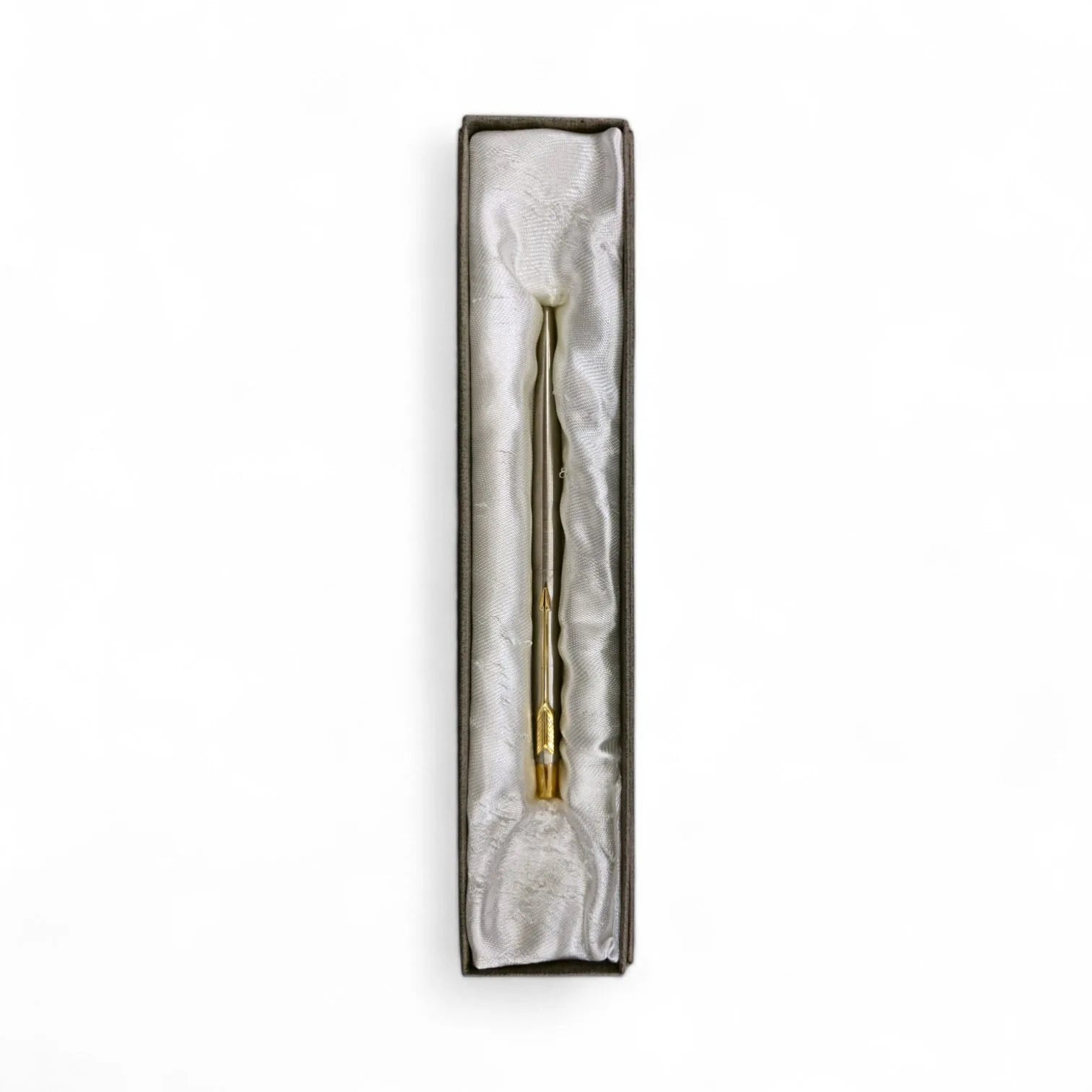 Penna in argento e rifiniture dorate con astuccio