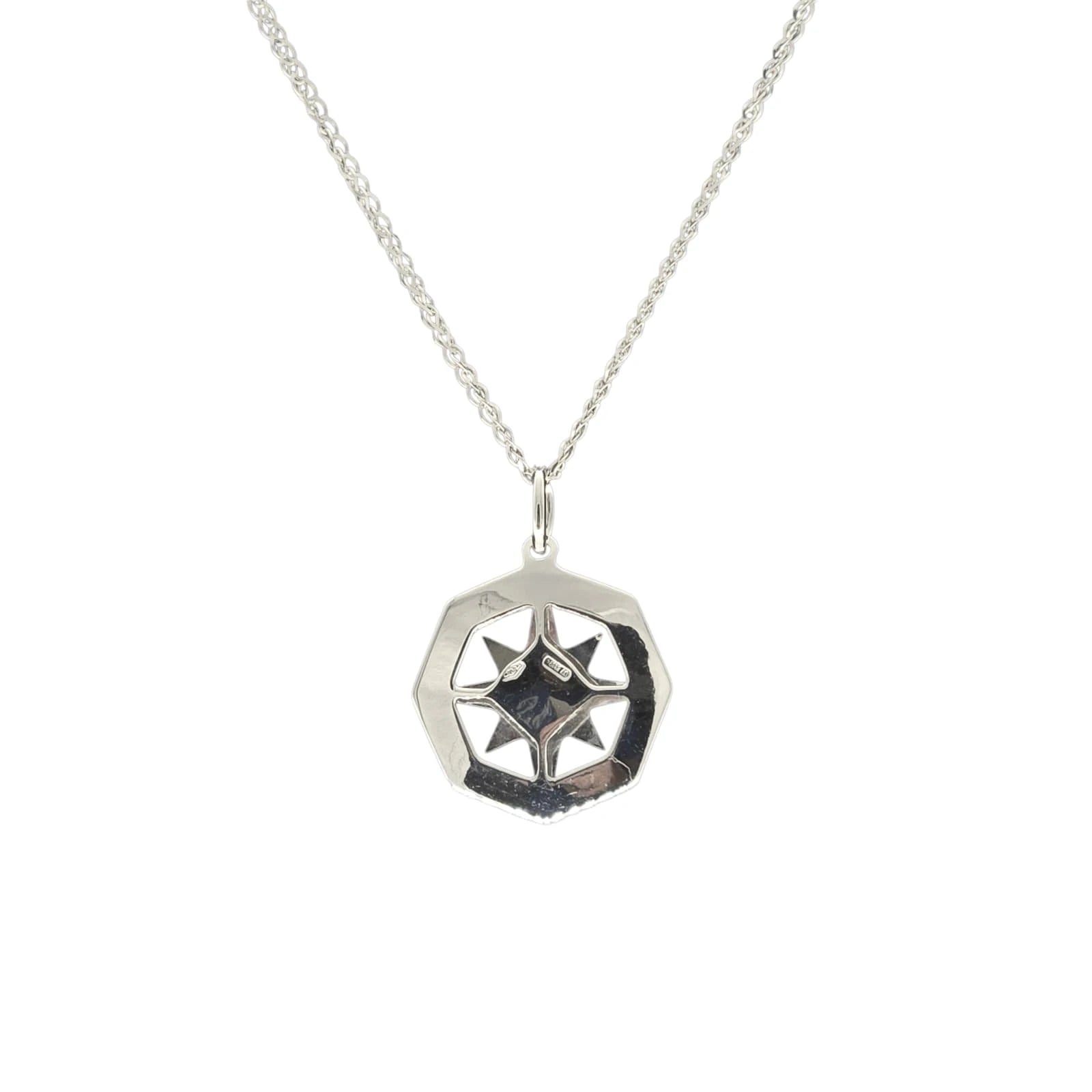 Herrenhalskette aus Weißgold mit Windrose und Diamant