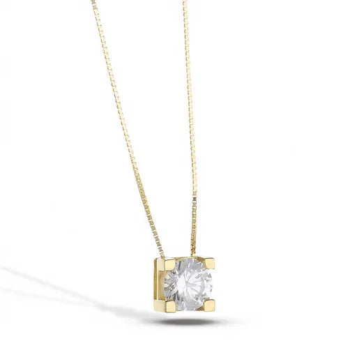 Damen-Lichtpunkt-Halskette aus Gold und weißem Zirkonia Elegant für Verlobung