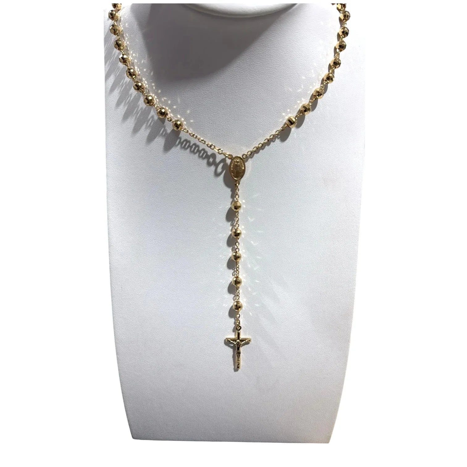 Rosario oro giallo 18 Kt misura 70 cm sfere sfaccettate
