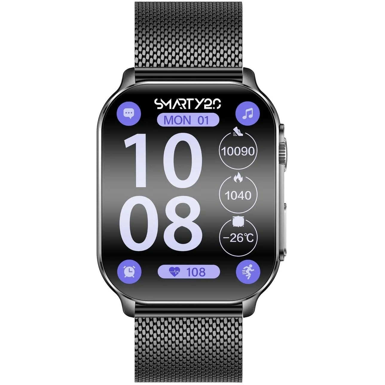 Orologio Smartwatch uomo Smarty 2.0 cinturino acciaio nero SW080E
