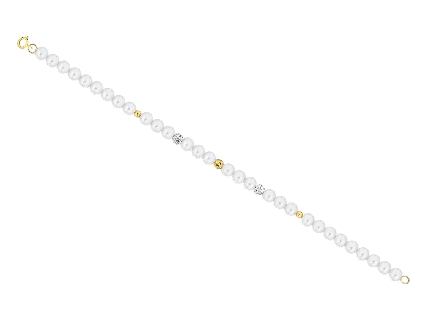 Bracciale perle Kioto in oro bicolore e sfere diamantate e lisce