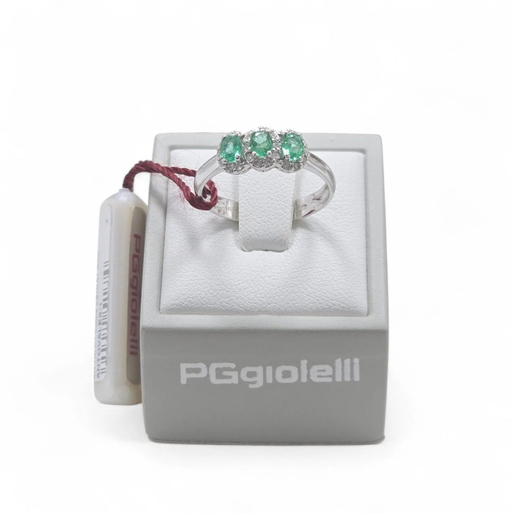 Anello donna trilogy smeraldo Pg gioielli in oro bianco 18kt