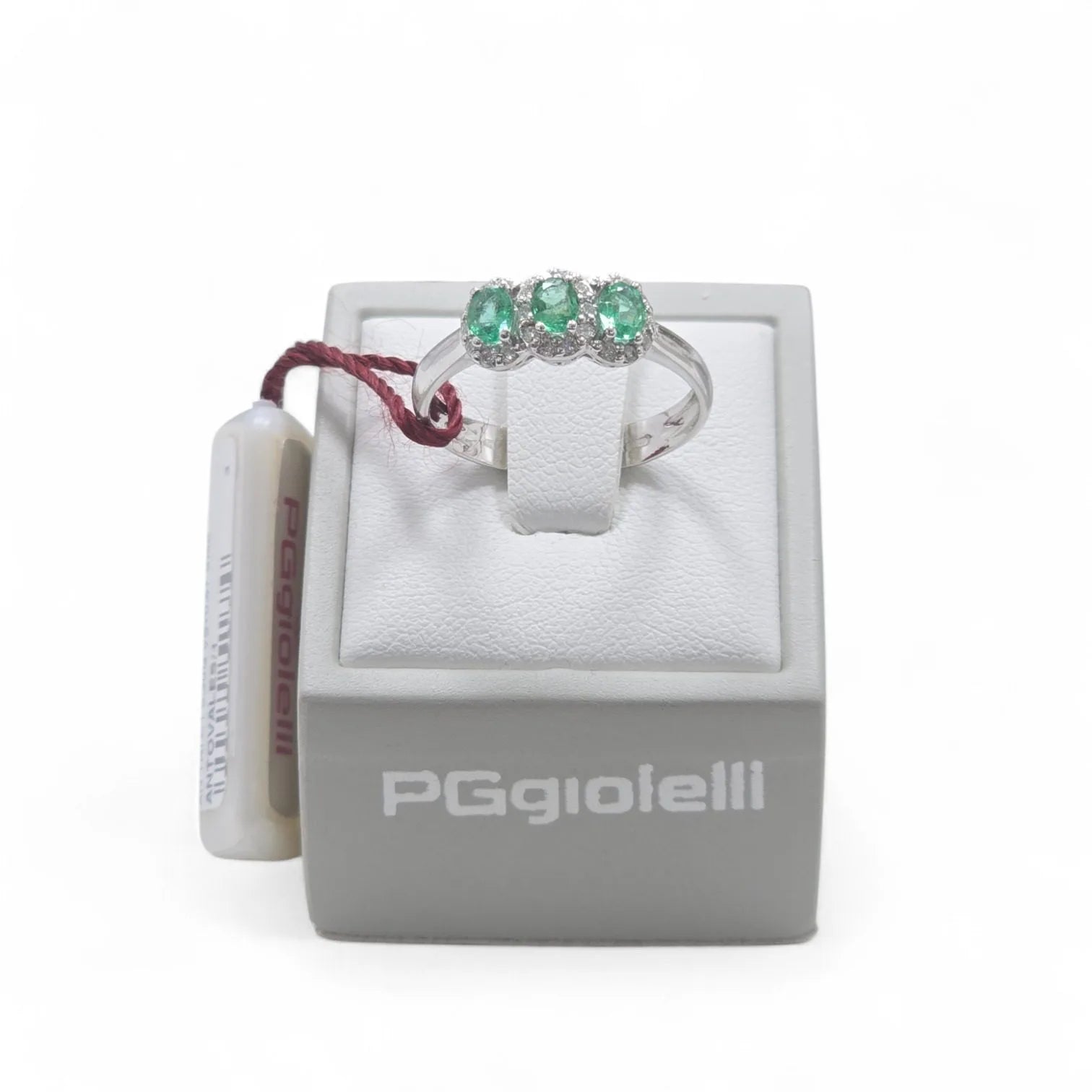Anello donna trilogy smeraldo Pg gioielli in oro bianco 18kt
