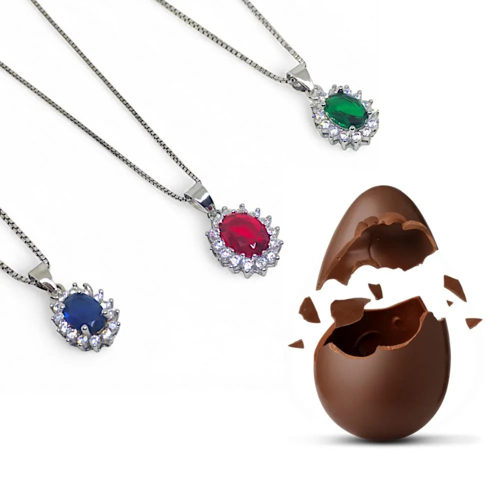 Collana in Argento 925 con Zirconi Colorati Idea Pasqua